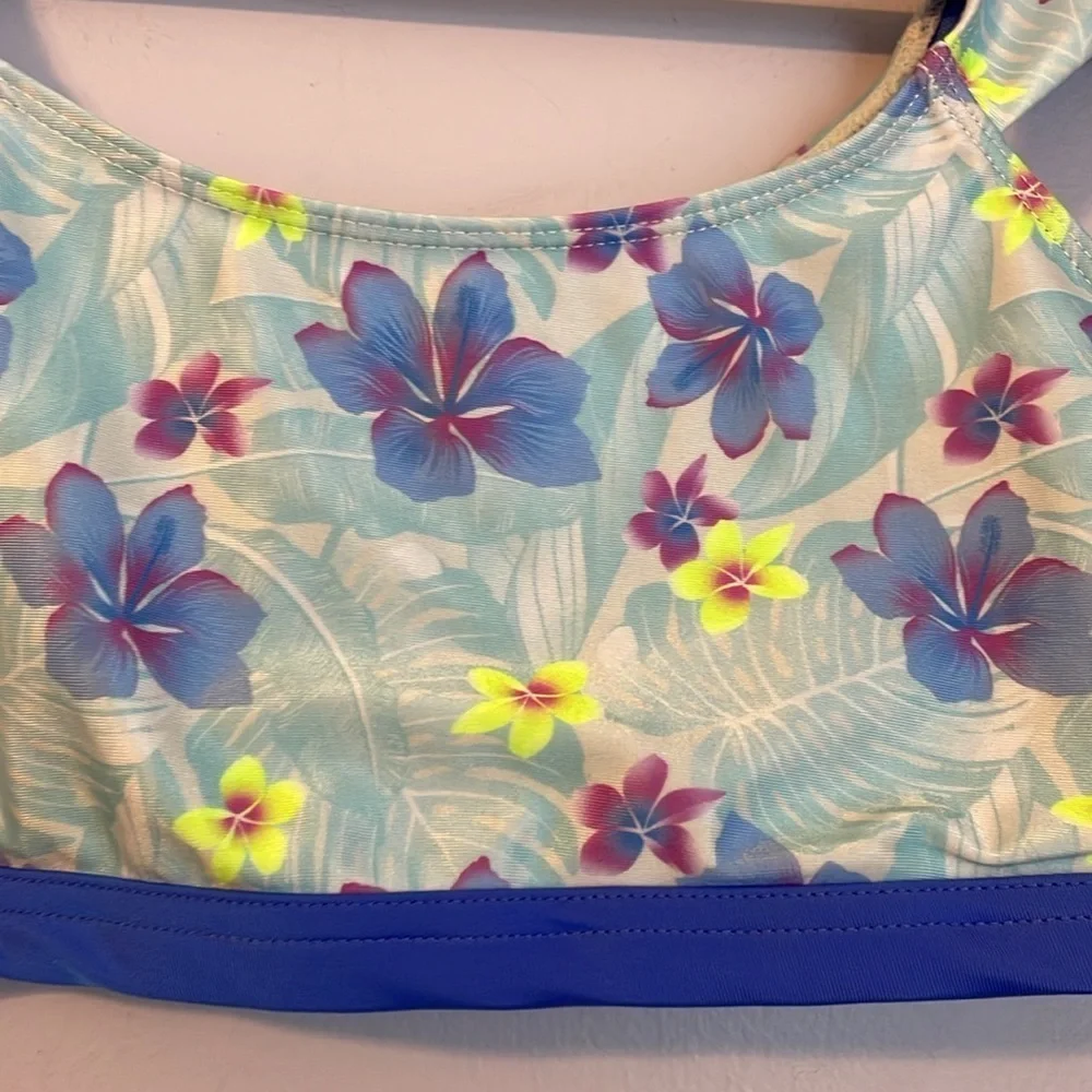 Hurley Cap Sleeve Wide Cinch Strap Floral Bikini Top size XL (13-15 years)